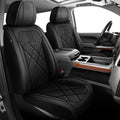 Truck Seat Covers Fit for 2007-2025 2026 Chevrolet Chevy Silverado & GMC Sierra 1500 2500 3500 HD Crew Double Extended Cab Waterproof Leather Seat Protectors (2pc Front Only, Black & Gray)