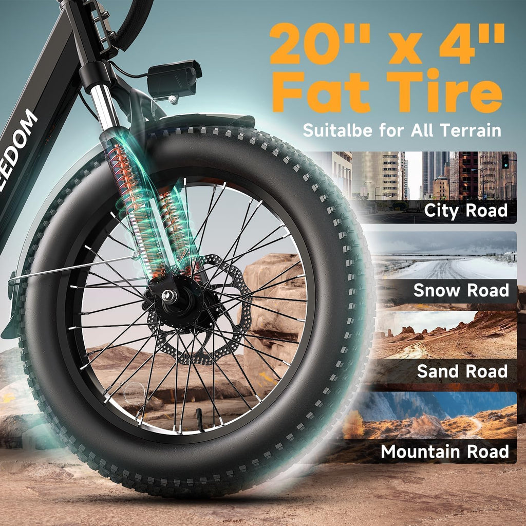 EUY Electric Bike for Adults with Peak 1500W Motor, 48V 20Ah Removable Battery Fast Ebike,Max 70Miles,20' x4.0 Fat Tire Commuting Electric Mountain Bike,7-Speed, Step-Thru Bicycle