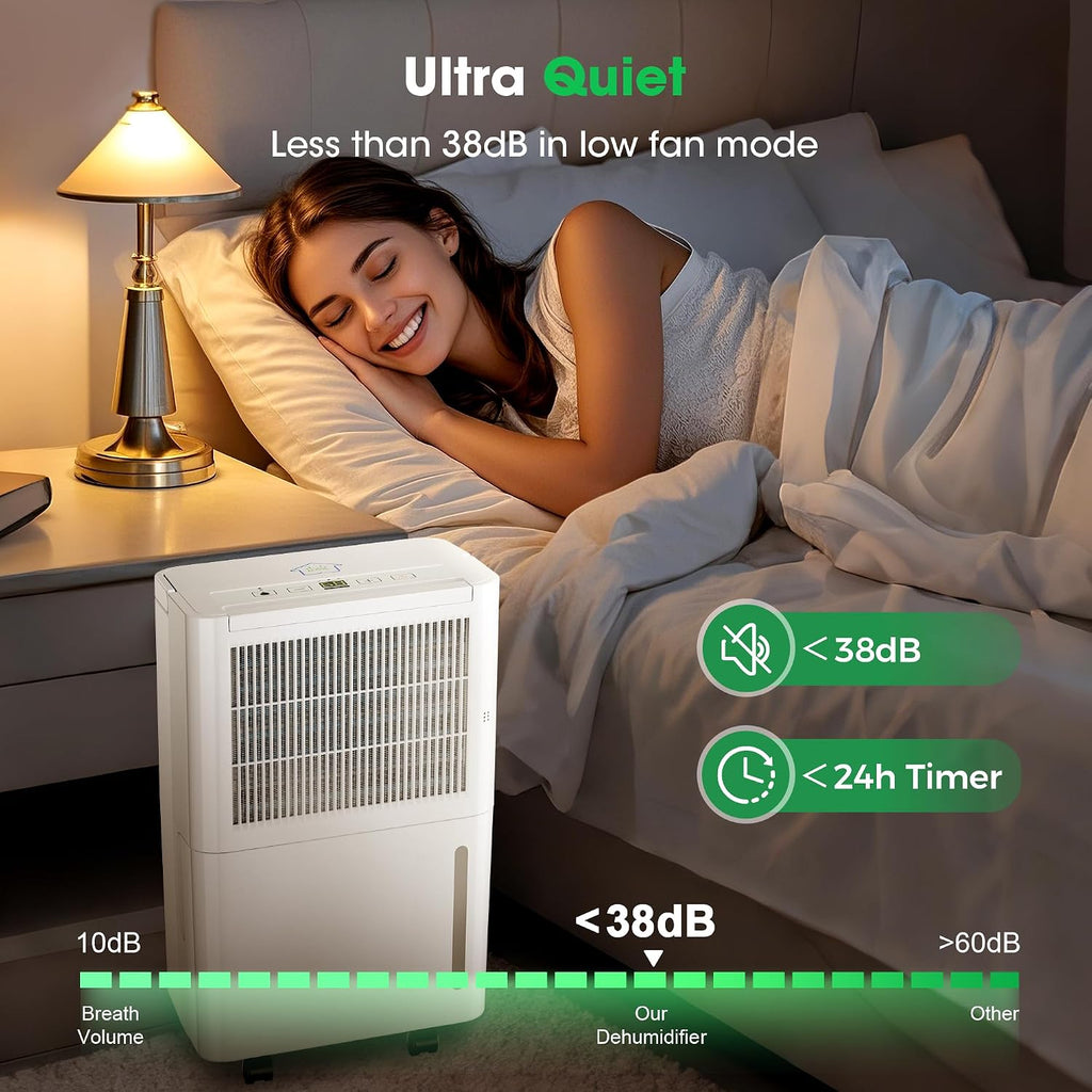 2,500 Sq.Ft Dehumidifier for Basement with Drain Hose, 30 Pint Dehumidifiers for Home with 3 Modes, Smart Humidity Control & Display, 24HR Timer, Auto Defrost for Large Room, Bathroom,Bedroom