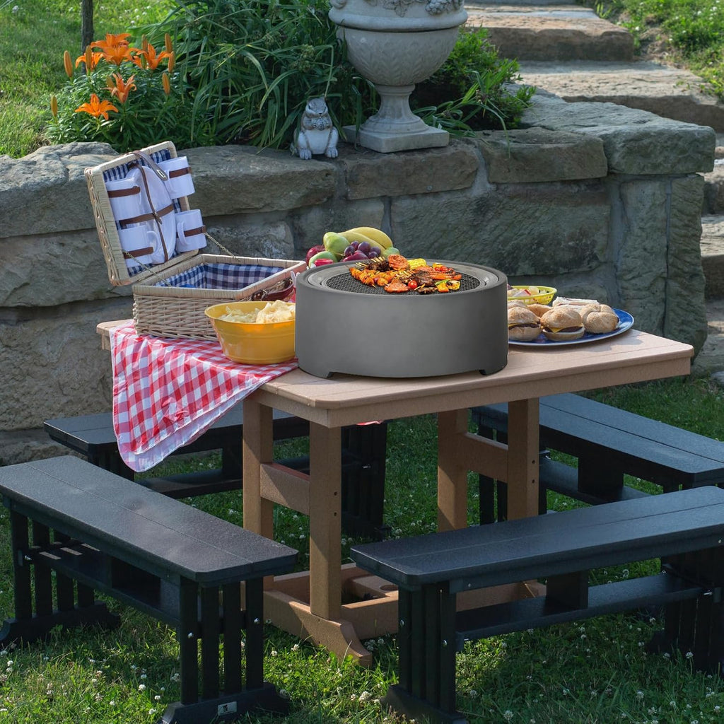 Afterglow 15 Inches Charcoal Grill Barbecue Smoker Stove Tabletop BBQ Outdoor Party for Patio Garden Backyard Decking Camping, Gray