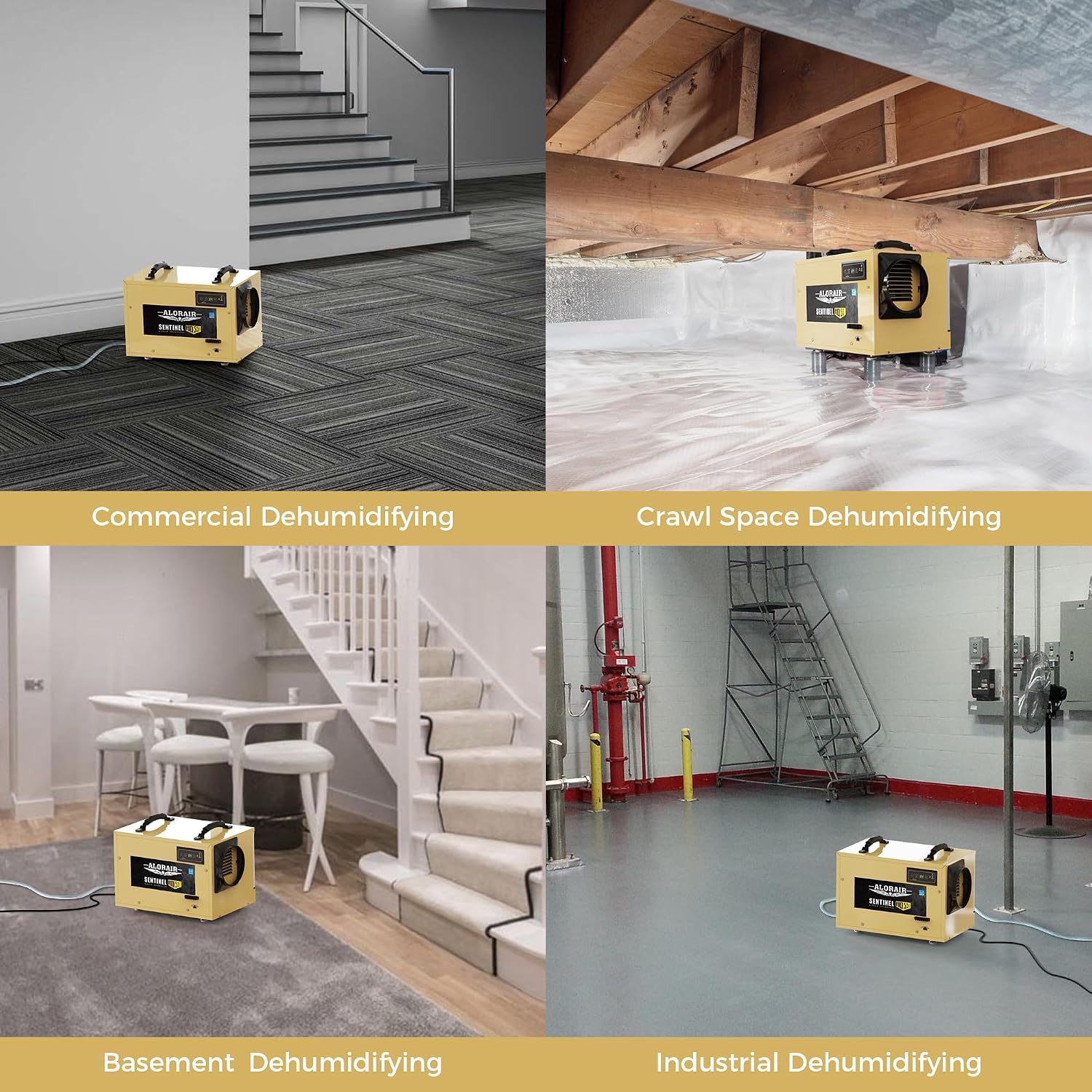 ALORAIR 120 PPD Commercial Dehumidifier, with Drain Hose for Crawl Spaces, Basements, Industry Water Damage Unit, cETL Listed, Compact, Portable, Auto Defrost, Memory Starting, 5 Years Warranty