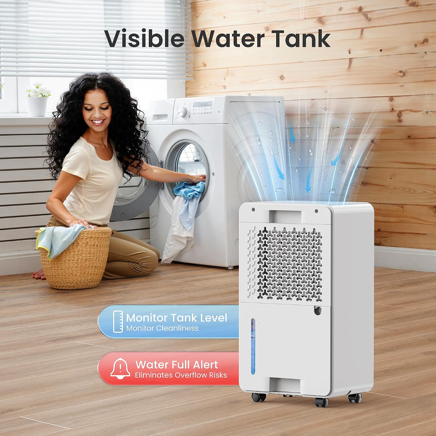 CHIVALZ 1800 Sq.Ft Dehumidifier for Basement, Quiet Dehumidifier for Home, Bedroom, Bathroom, Humidity Display, with Drain Hose, Auto Shut Off, 3 Modes, Timer, Auto Defrost, Child Lock, White 1Pack