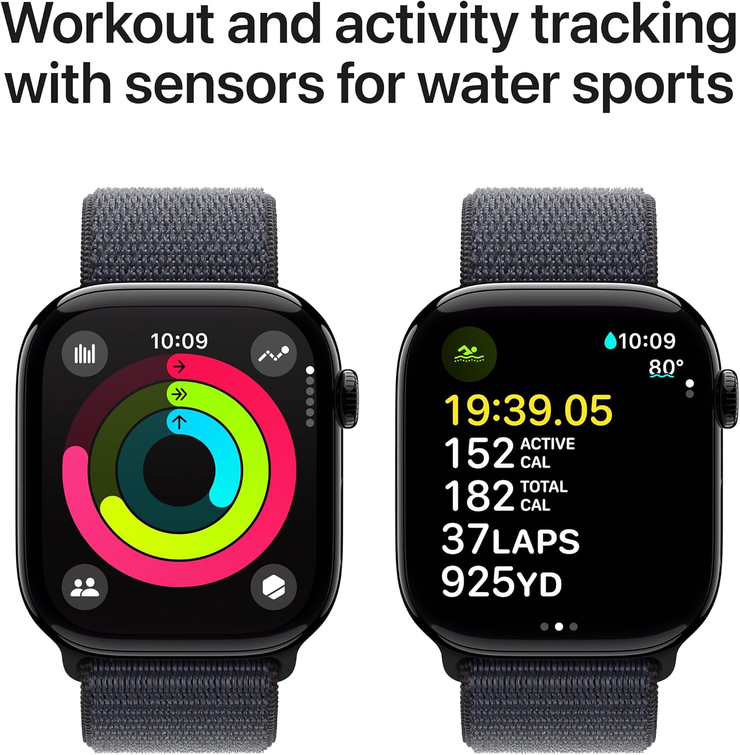 Apple Watch Series 10 [GPS + Cellular 46mm case] Smartwatch with Jet Black Aluminum Case with Ink Sport Loop. Fitness Tracker, ECG App, Always-On Retina Display, Carbon Neutral