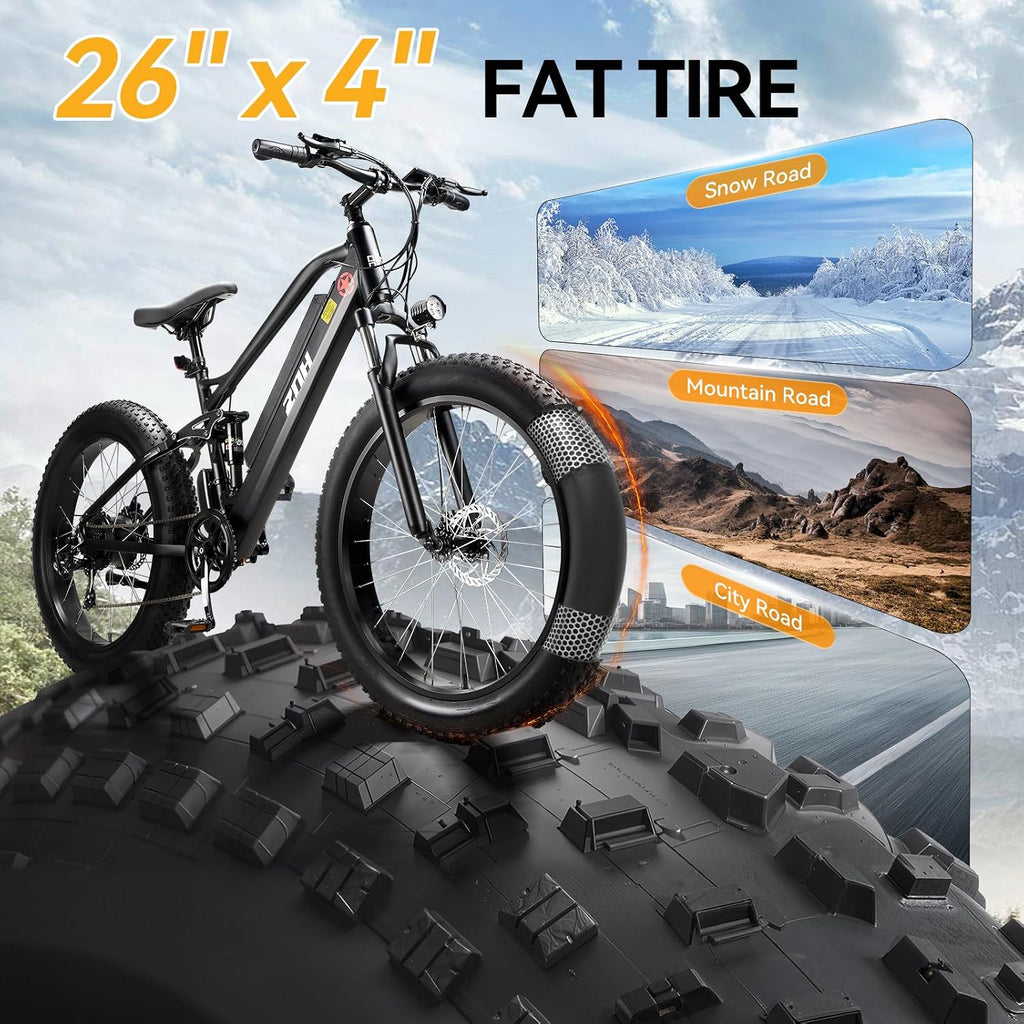 ZNH Electric Bike for Adults, 1000W Peak Motor 28MPH Mountain Ebike, 48V 13Ah Removable Battery Up to 65 Miles, 26' Electric Bicycle with 21-Speed Gear & Front Suspension, UL 2849 Certified