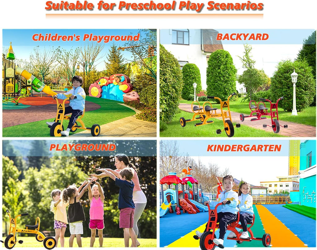 Preschool Kids Tricycles for 5-7 Year olds, Durable Pedal Trike for Boy Girl, Sturdy Metal Frame, Solid Rubber Tires, Ideal Daycare Kindergarten Joyride & Elementary Outdoor Playground Equipment