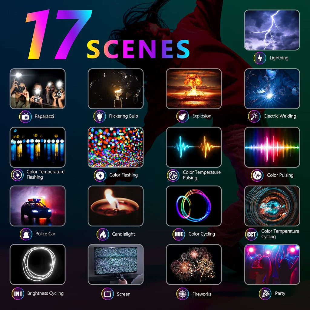 NEEWER RGB168 18.3' RGB LED Video Panel Light with App Control, Bluetooth, 2 Pack Tripod Stand Kit, 60W/360° Full Color/2500-8500K/CRI97+, Studio Photography/YouTube/Game Streaming
