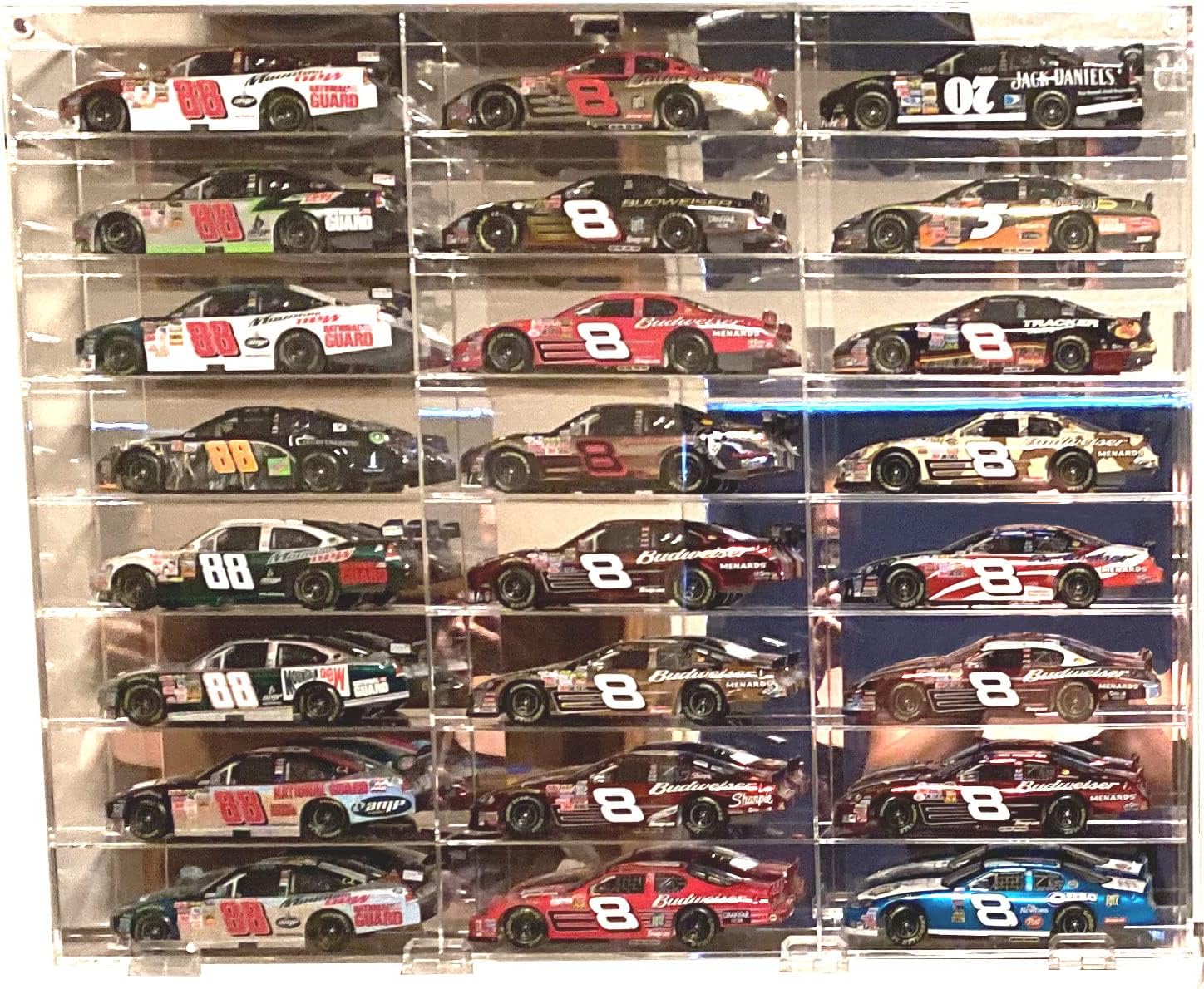 Clear Acrylic Display Case for 1:24 Scale Diecast Toy Model Cars Hot Small Toy Wheels Storage Showcase, 98% UV Protection, 4mm Thick Acrylic 24 Compartments,