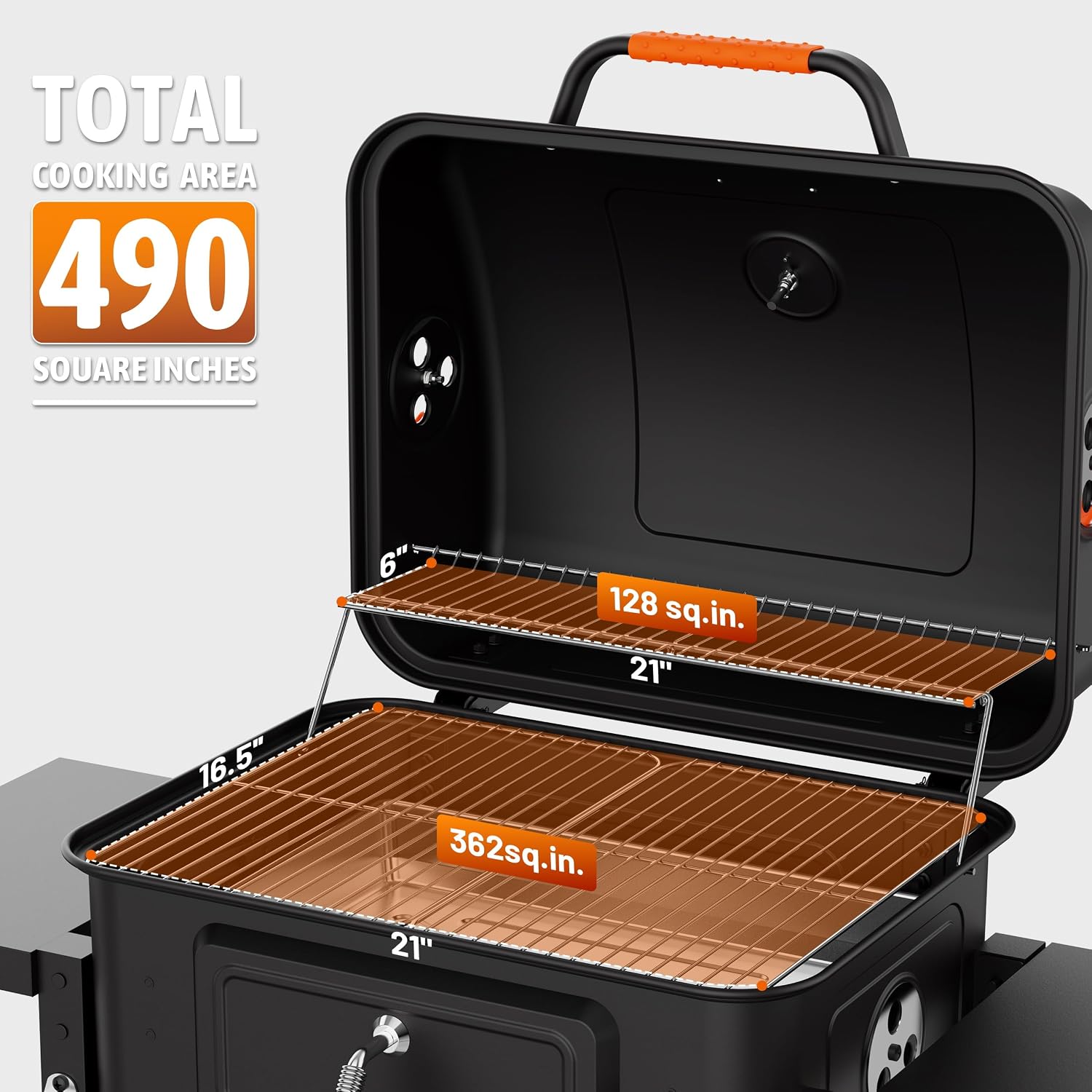 KEYO GRILL 24-Inch Barrel Charcoal Grill, Dual Venting System Outdoor BBQ Grill with Height Adjustable Charcoal Pan, Foldable Side Tables Outdoor Large Barbecue Grills for Backyard and Camping.