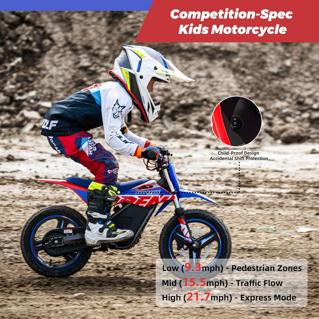 RFN SX-E500 36V Electric Bike, 700W Electric Motorcycle 21.7 mph Max Speed & 15.5 Mile Range, 3-Speed Electric-Dirt-Bike for Kids Ages 4-8