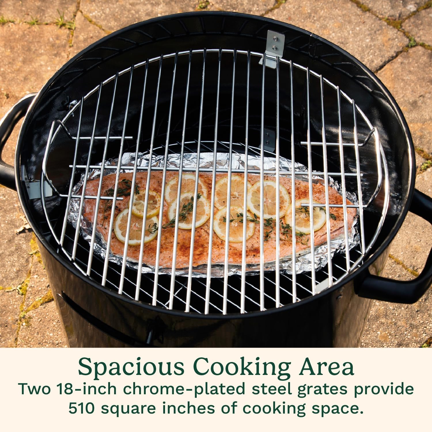 Cuisinart 18' Vertical Charcoal Smoker, Integrated Thermometer, Water Bowl and Dual Vents Perfect for Smoked Brisket, Chrome Plated Grates Smoker Grill for BBQ, Camping, Tailgates
