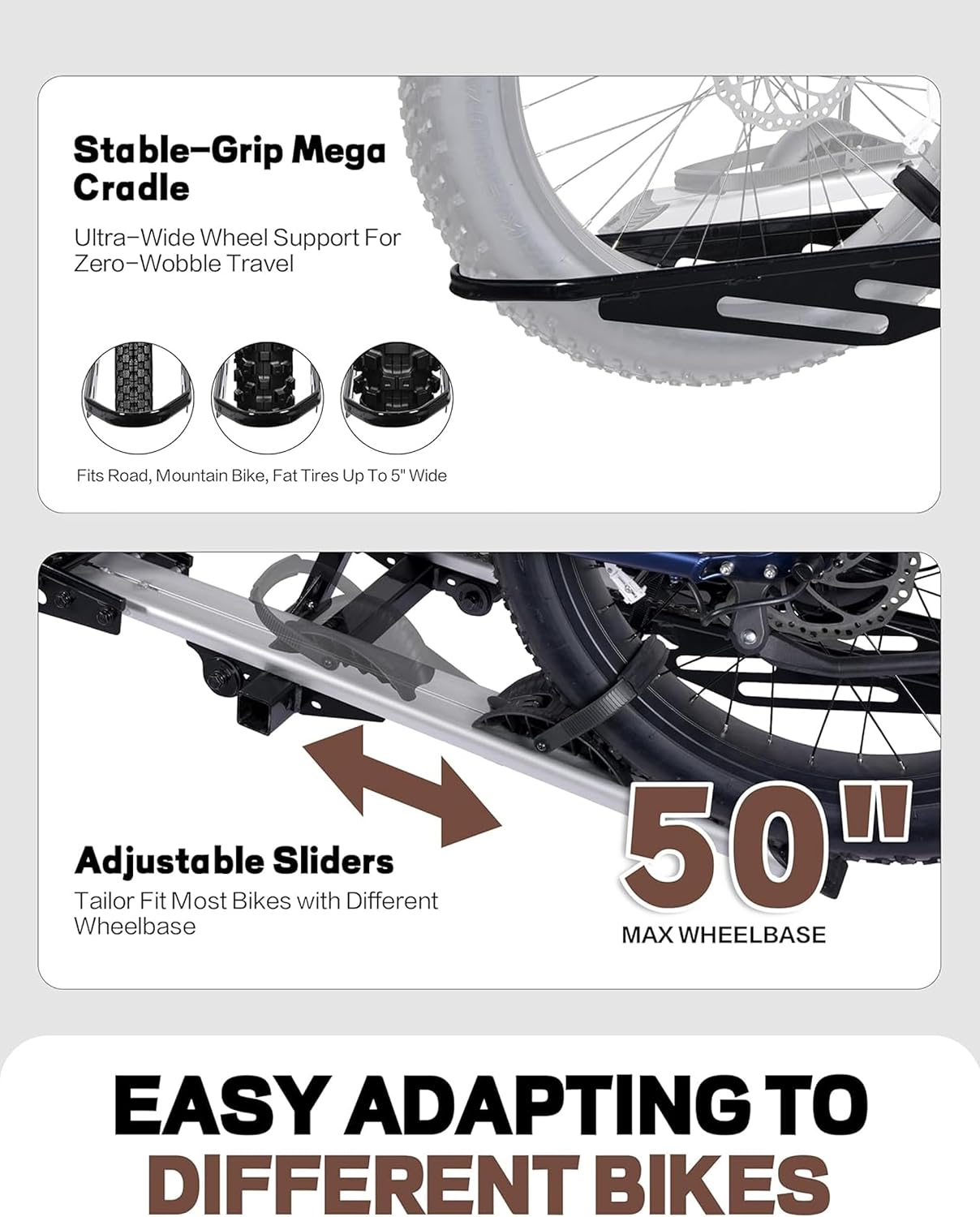 RokRack S One 1-Ebike Rack with Ramp, 100 lbs Capacity, Single Hitch Mount Electric Bike Rack, Fits up to 5' Fat Tire Width and 50' Wheelbase, Ebike Carrier Rack for 2' Receiver for Cars SUVs Vans RVs