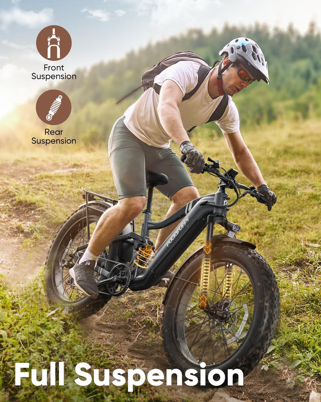 Battery+Luxury Gift Pack Boxer Electric Bike for Adults 960W, 48V 20AH Battery Ebike, Full Suspension 26' Fat Tire E Bike, 28MPH 80Miles Range Mountain Electric Bicycle, 7 Speed Hydraulic Disc Brakes