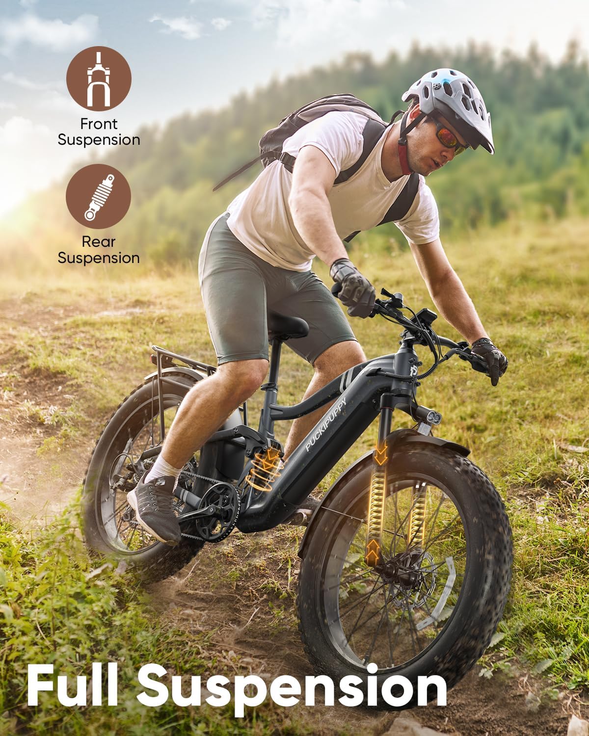 Battery+Luxury Gift Pack Boxer Electric Bike for Adults 960W, 48V 20AH Battery Ebike, Full Suspension 26' Fat Tire E Bike, 28MPH 80Miles Range Mountain Electric Bicycle, 7 Speed Hydraulic Disc Brakes