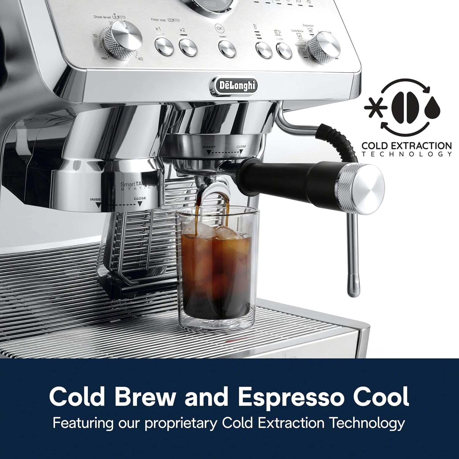 De'Longhi La Specialista Opera Espresso Machine – Cold Brew & Espresso Maker with Smart Tamping, Burr Grinder, Milk Steam Wand/Frother & 19-Bar Pressure – For Lattes & Cappuccinos
