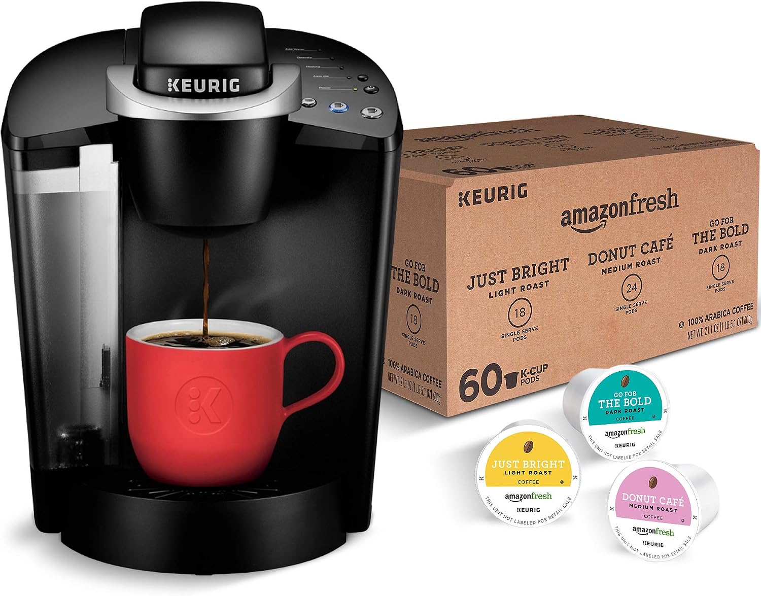 Keurig K-Classic Coffee Maker with AmazonFresh 60 Ct. Coffee Variety Pack, 3 Flavors