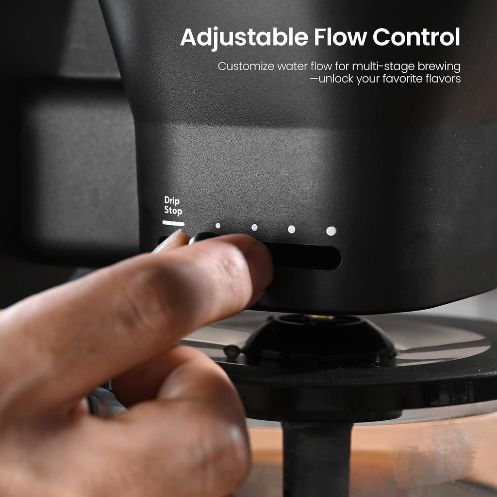 Kismile 8 Cup Drip Coffee Maker Machine, 3s Instant Heat 197-205℉, Removable Water Tank, Adjustable Flow Control, Pour Over Coffee Brew with Deep Cold Brew & Keep Warm 40 Min, Easy to Clean(Black)