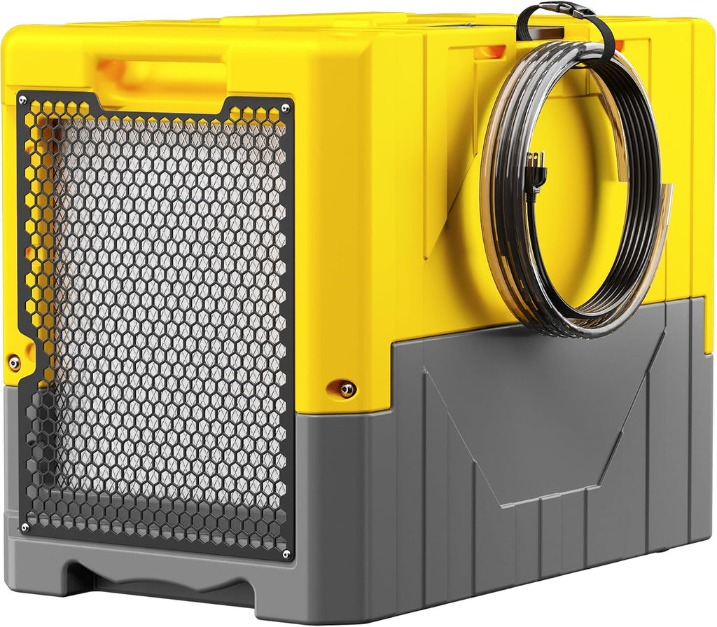 190Pints High Efficiency Commercial Dehumidifier for Basements-6000 Sq.Ft. Industrial Grade Dehumidifiers with Pump & Drain Hose for Crawl Spaces Water Damage Restoration-Yellow-1PC