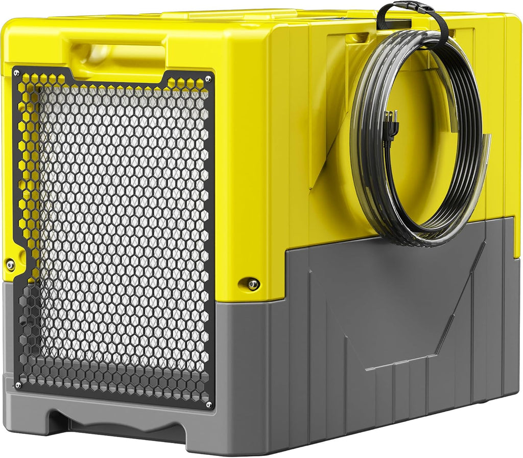 190Pints High Efficiency Commercial Dehumidifier for Basements-6000 Sq.Ft. Industrial Grade Dehumidifiers with Pump & Drain Hose for Crawl Spaces Water Damage Restoration-Light Yellow-1PC