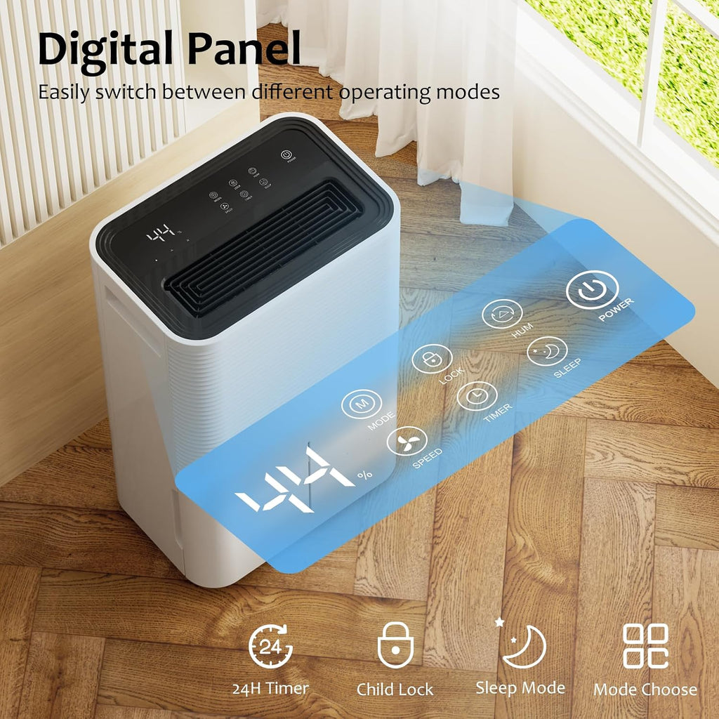 ZAFRO 45 Pints Dehumidifier for Home, 135 OZ Water Tank, Portable Dehumidifier with Auto Shut Off, Quiet Dehumidifier for Bedroom Basement Bathroom