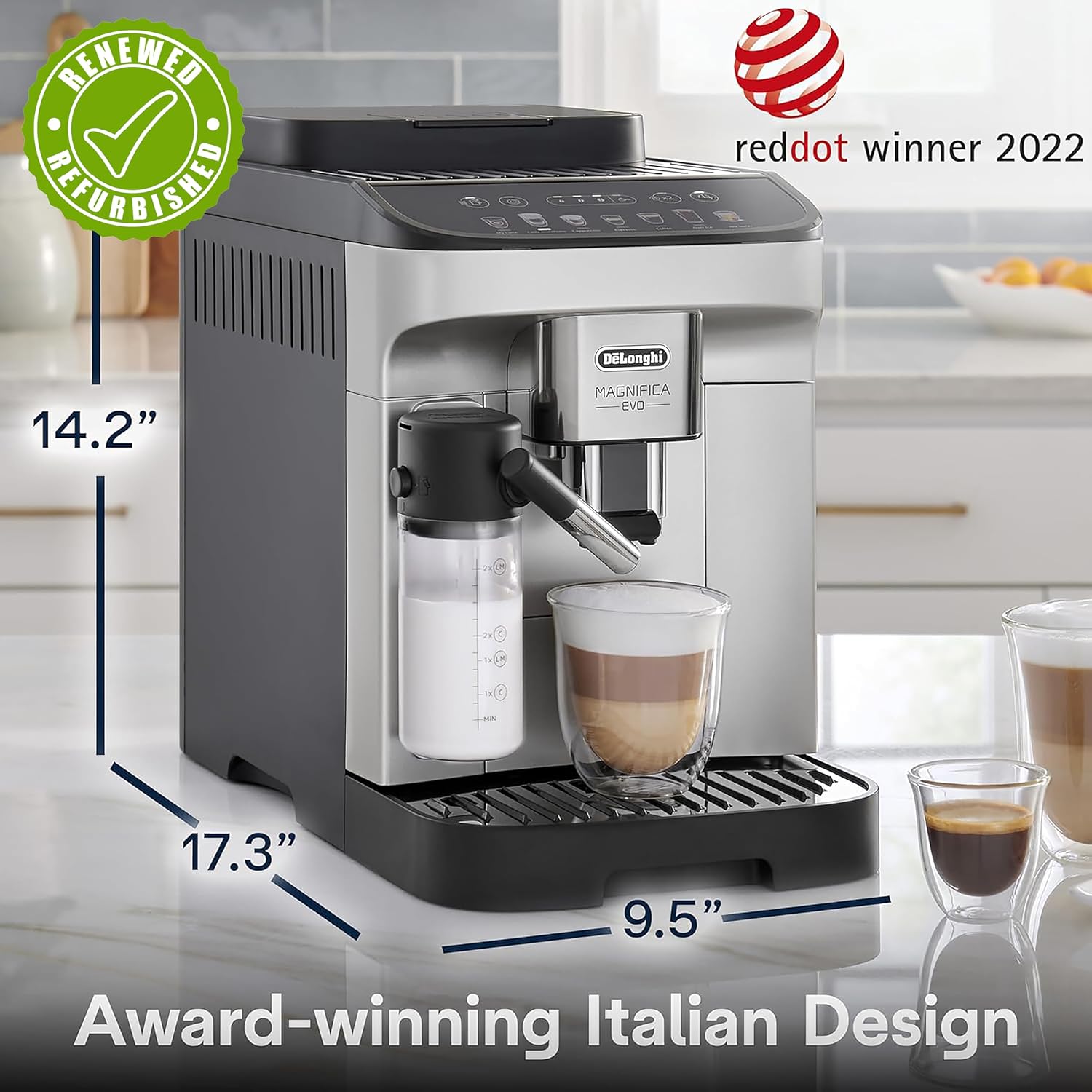 De'Longhi Magnifica Evo Espresso Machine with Automatic Frother, 7 Recipes, ECAM29084SB (Renewed)