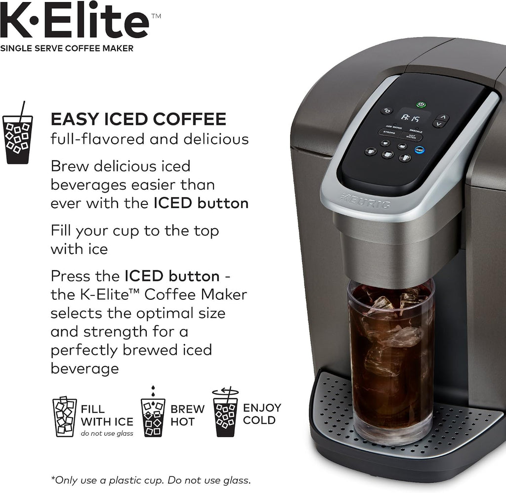 Keurig K-Elite Single-Serve K-Cup Pod Coffee Maker, Brushed Slate, 12 oz. Brew Size & K-Supreme SMART Coffee Maker, MultiStream Technology, Brews 6-12oz Cup Sizes, Gray