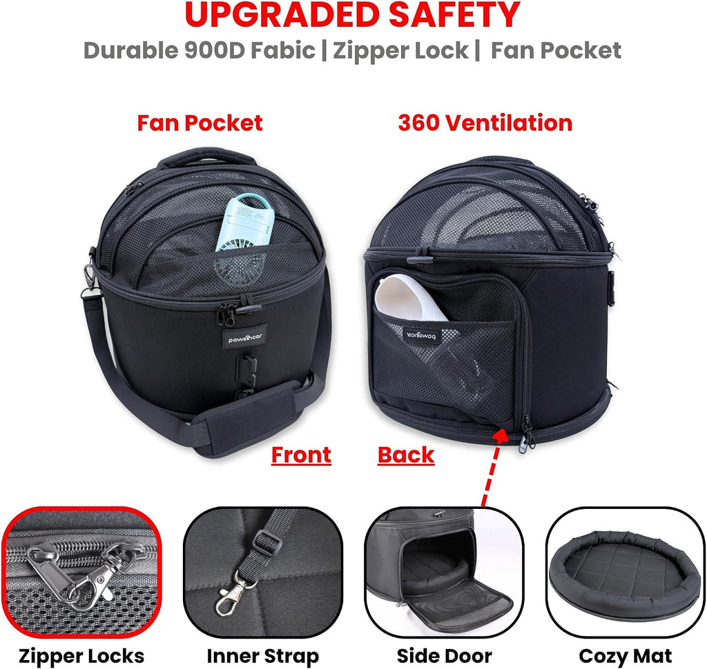 Crash-Tested Portable Small Dog Car Seat & Cat Carrier – CPS Certified for Crash Protection & Safe Pet Travel.