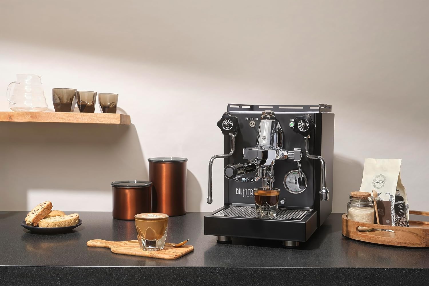 Diletta Bello+ Espresso Machine | E61 | PID Temperature Control | Shot Timer | Programmable Preinfusion | Handmade In Italy (Black)