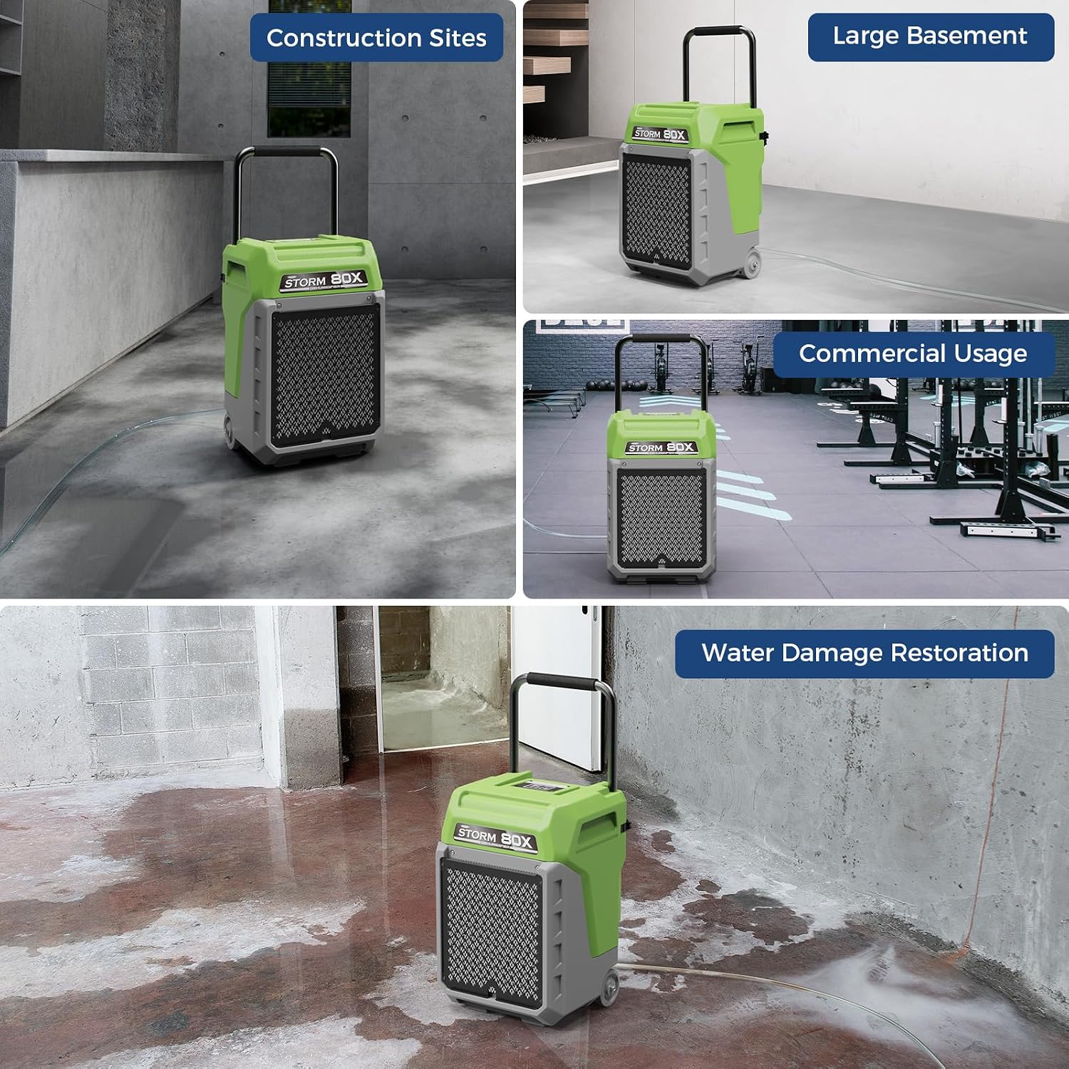 ALORAIR Storm LGR Commercial Dehumidifier with Pump & Drain Hose, Portable Industrial Dehumidifiers with Wheels for Water Damage Restore, Basement, Garage, 5 Years Warranty