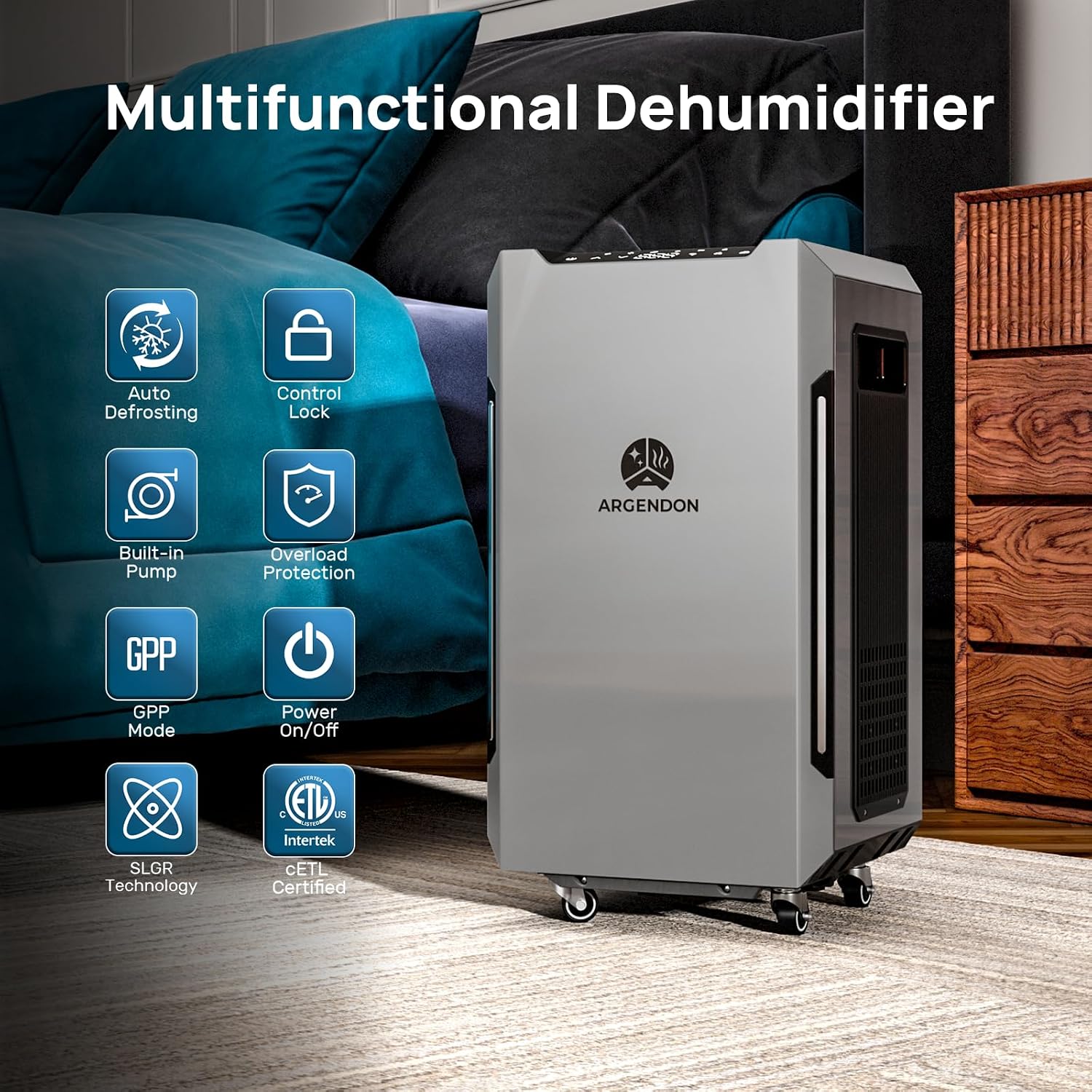 ARGENDON 70 PPD Energy Star Dehumidifier for Basement, Commercial Dehumidifier with Pump and Drain Hose - High-Capacity Moisture and Humidity Control for Homes, Industrial Use, and Large Space