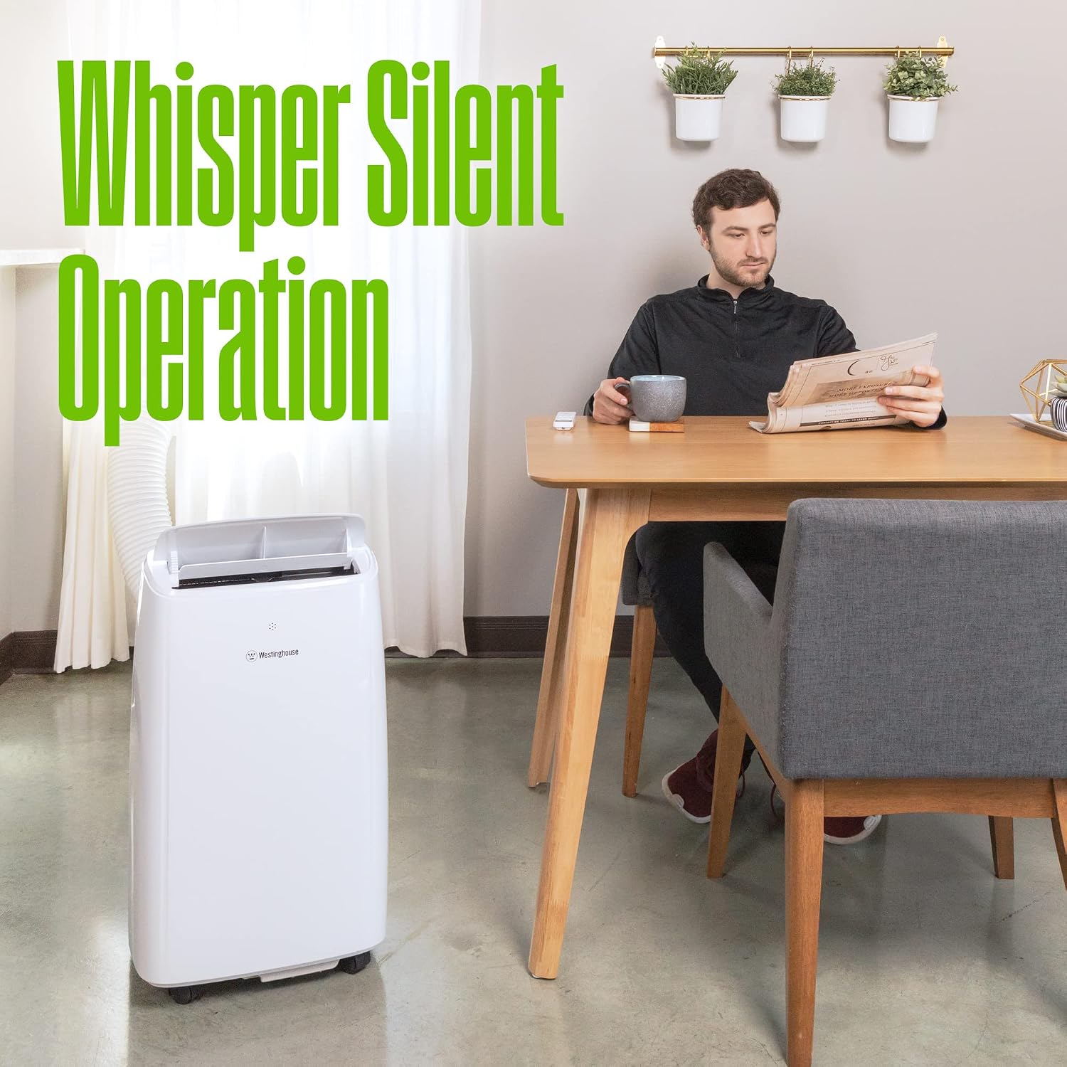 Westinghouse 8,000 BTU Air Conditioner Portable For Rooms Up To 350 Square Feet, Portable AC with Home Dehumidifier, Smart Wi-Fi Enabled, 3-Speed Fan, Programmable Timer, Remote Control, Window Kit