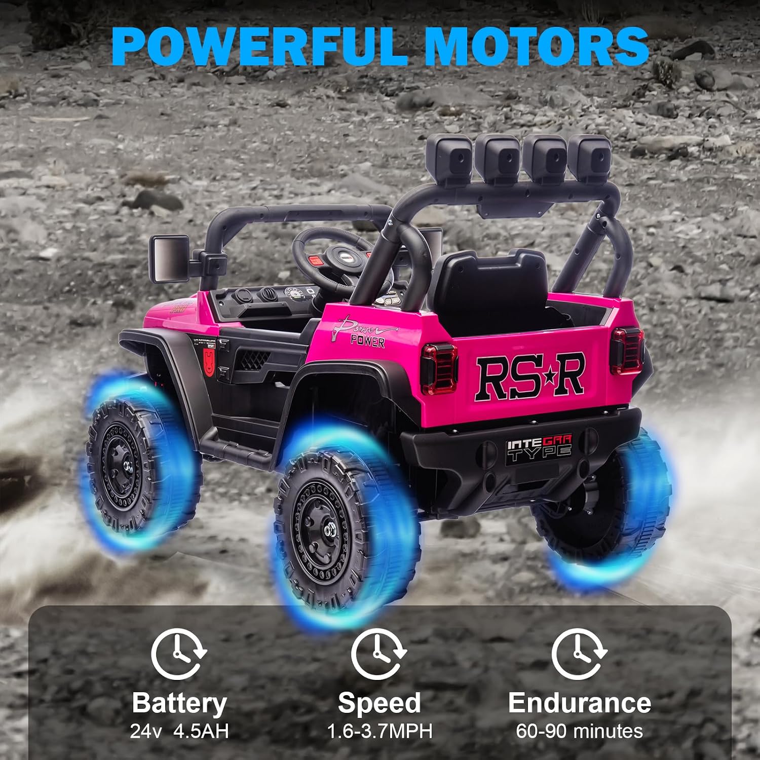 RunFast 24v Ride on Car with Remote Control,Electric Ride on Toys Car for Kids 3-8,3.7mph Max Speed,Battery Powered,Large Seat with Safety Belt,Aux Port,Gift for Boy & Girl (Pink, 24V)