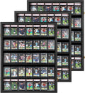 35 Graded Sports Card Display Case 3 Pack- Baseball Card Display Frame with UV Protection Clear View Lockable Wall Cabinet for Basketball Collectible Trading Card Black Finish