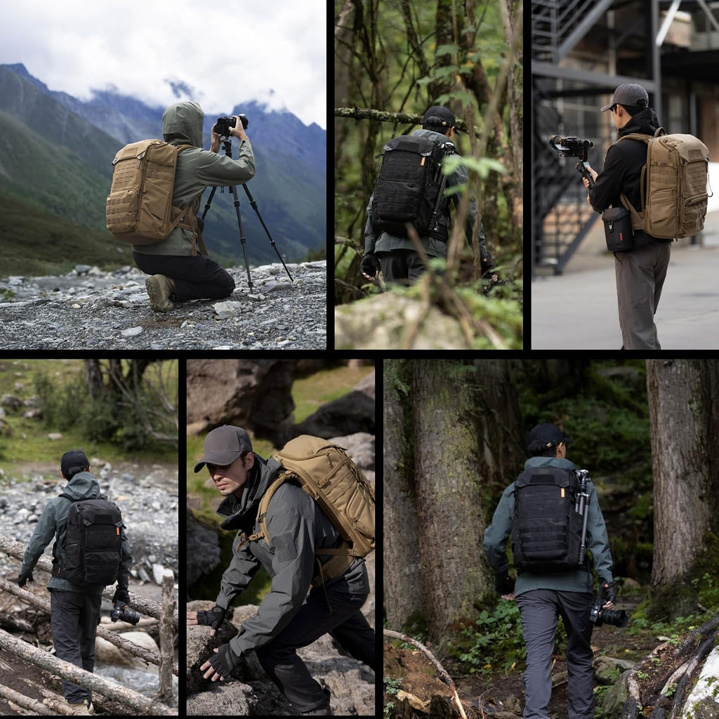 PGYTECH OneMo TAC 35L Tactical Camera Backpack, Waterproof DSLR/SLR/Mirrorless Photography Camera Bag with 15.6' Laptop Sleeve, Tripod Holder & Rain Cover (Dark Night Camo)