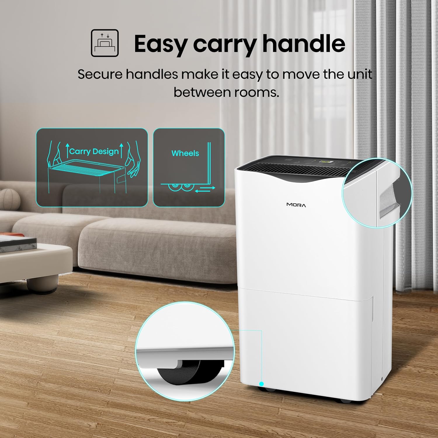 Mora Mora by Hisense 50 Pint Dehumidifier, for Space upto 4,500 Sq. Ft at Home, in Basements and Large Rooms, Energy Star, Quiet Operation,Filter Indicator with Washable Filter, 2 Years Warranty