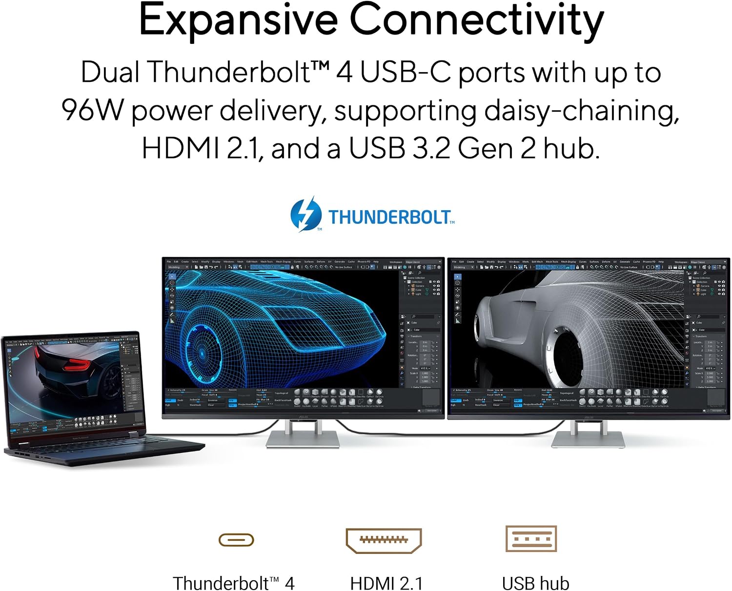 ASUS ProArt Display 32' 4K HDR QD-OLED Professional Monitor (PA32UCDM) - UHD, Ultra-Slim, 240Hz, 0.1ms, Auto Calibration, Dolby Vision, 99% DCI-P3, ΔE<1, Thunderbolt 4, Calman Ready, 3 yr Warranty