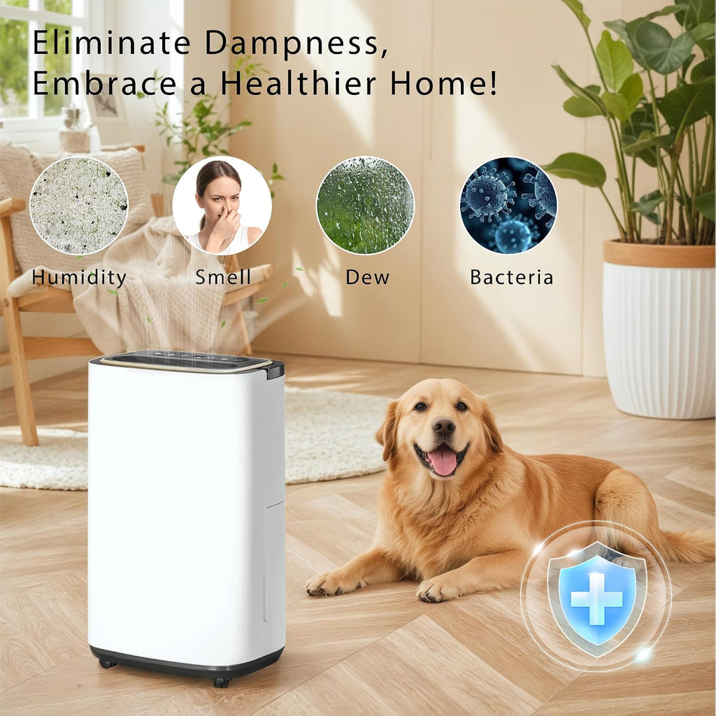 5000 Sq.Ft Dehumidifier for Basement with Drain Hose, Update 50 Pint Large Best Compressor Dehumidifiers for Home or Garage, Smart Humidity Control, 24H Timer & Child Lock, Ideal for Large Rooms