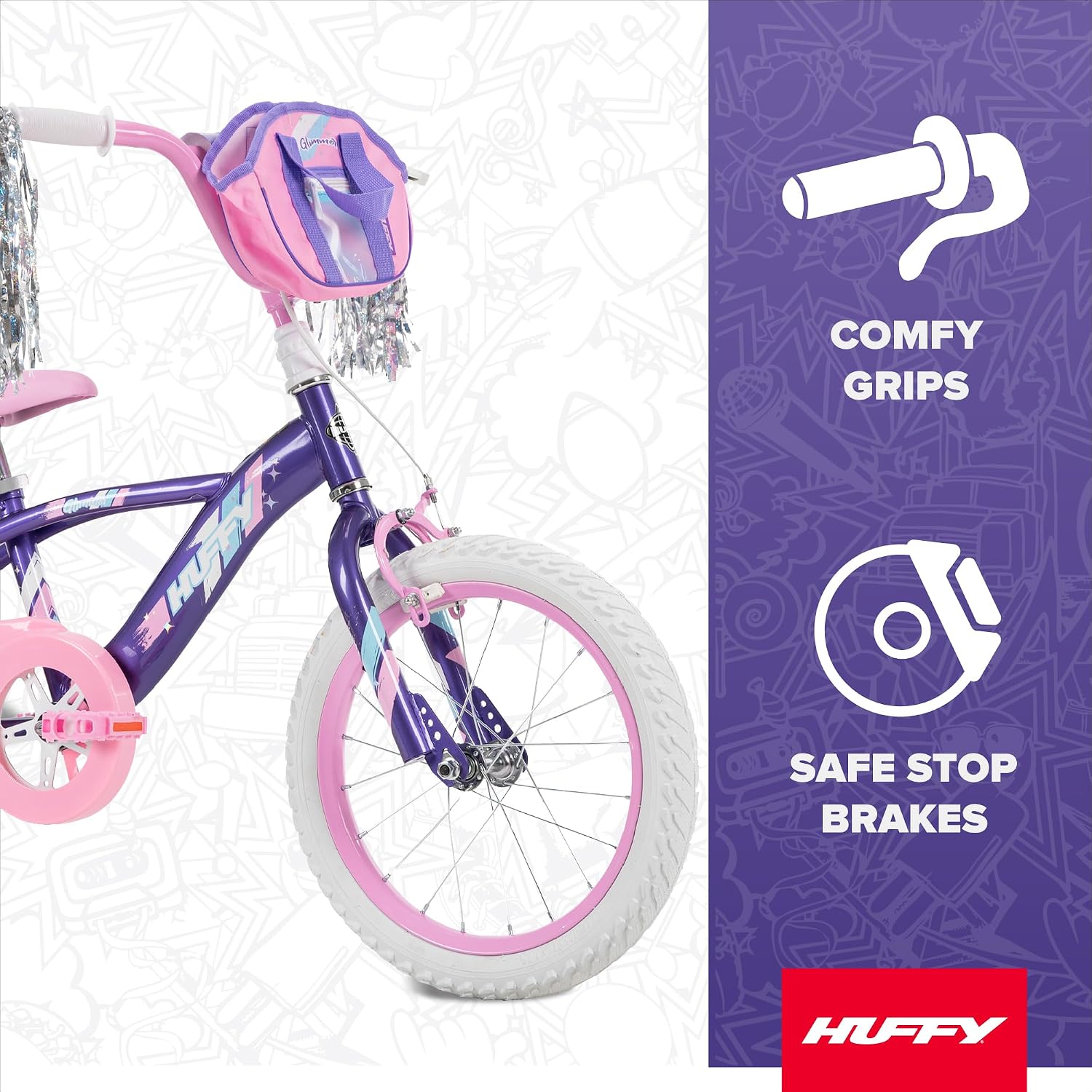 Huffy Kids 12/16 Inch Bikes, Multiple Color Options Available, Ideal for Ages 3+ Years Old, EZ Build Assembly, Removable Training Wheels, Chain Guard for Safety, Fun and Playful Designs