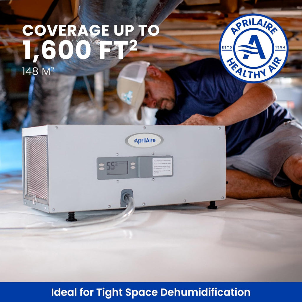 AprilAire E050 Dehumidifier – Compact, 50 PPD for Crawl Spaces, Attics, Garages, Basements up to 1,600 Sq. Ft., Part of the AprilAire Healthy Air System