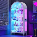 Lvifur Display Cabinet with -RGB Lights, 5-Tier 68.9' Arched Curio Cabinet with Glass Door for Collectibles, Display Case with Glass Shelves, Motion Sensor, Storage Cabinets,Bookcase,White