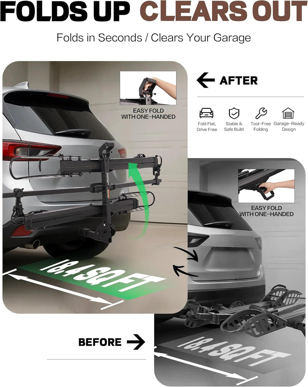 Young Electric Hitch 2-Bike Rack, 200 lbs Capacity E-Bike Carrier Platform Mount, Up to 5'' Fat Tire Bicyclefor 2'' Receiver Cars Trucks SUVs Minivans RV, Trailer