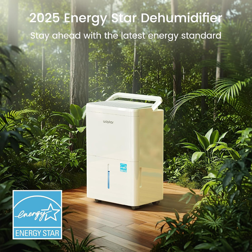 Waykar 2000 Sq. Ft. Energy Star 2025 Dehumidifier for Basement & Home, Adjusts from 15% RH With Drain Hose, Ultra Quiet 35 dB for Bedroom & Bathroom