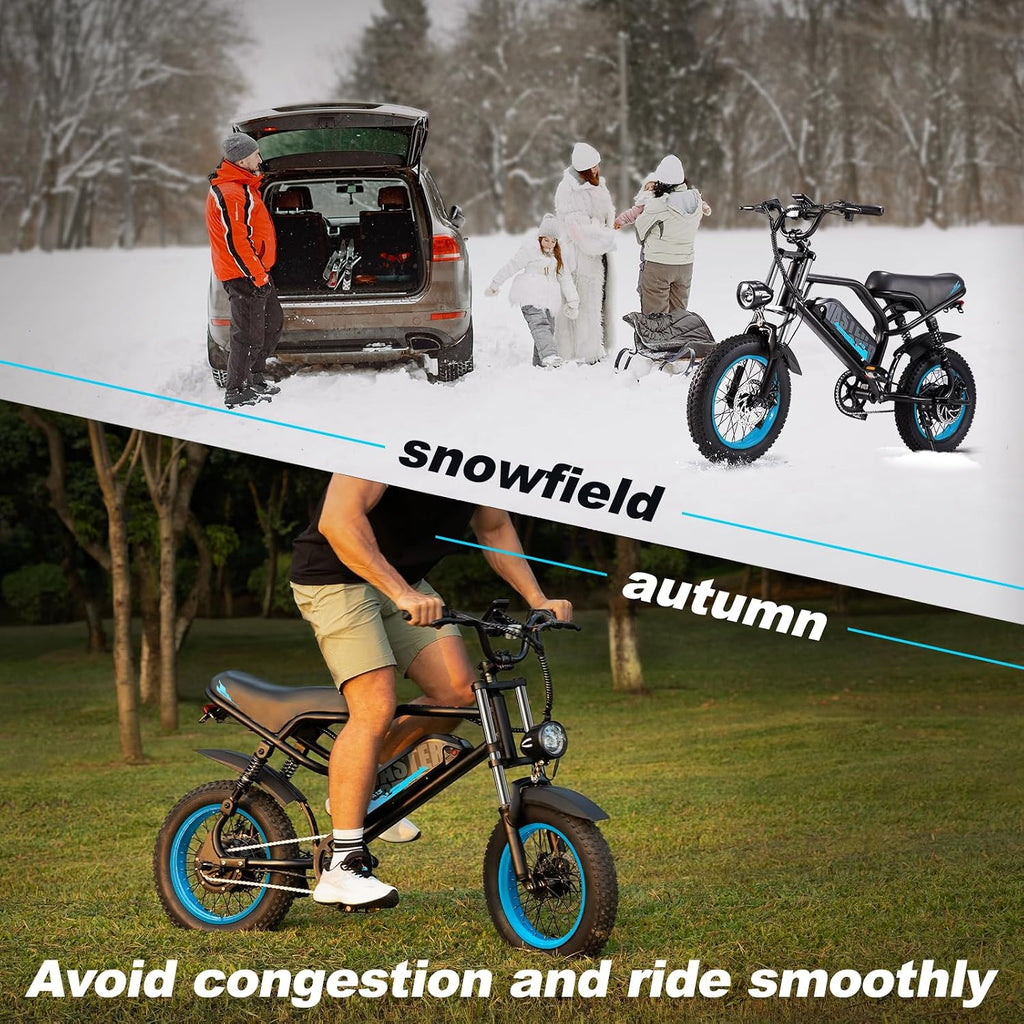 VDL Mountain Electric Bike for Teens/Adults, 16' Fat Tire Ebike, Wider Seat 500W Motor with Removable Battery, 20MPH, UP to 35 Miles Mountain Bike, Teenagers ebike for Riding&Commuting