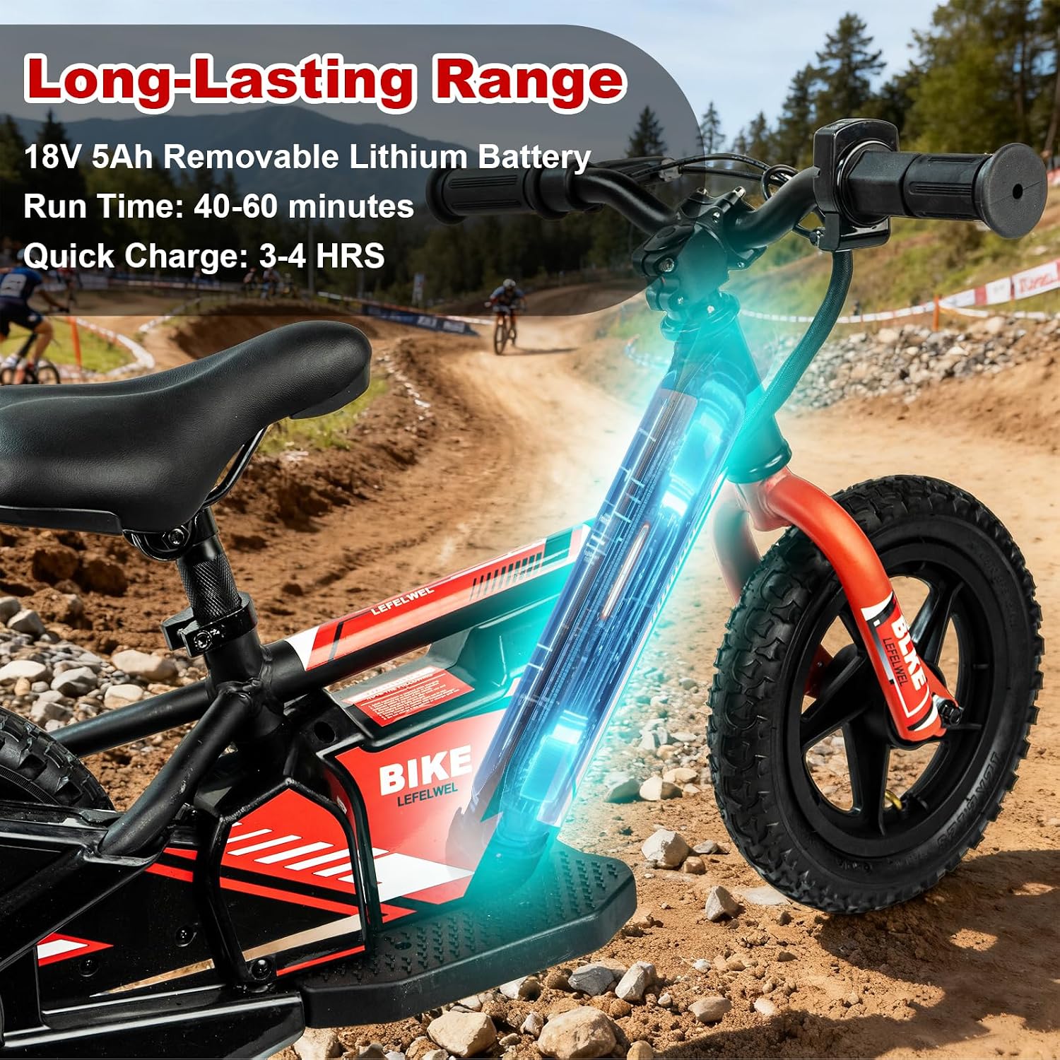 LEFELWEL Electric Balance Bike for Kids Ages 3-5/4-8, Adjustable Speed and Long Range, Lightweight and Durable, Safety Handbrake, Electric Dirt Bike Ebike for Kids