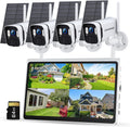 4MP Solar Powered Security Camera Outdoor Wireless System with 10' Monitor, 5G/2.4G WiFi 4PCS Outdoor Battery Camera with Solar Panel10CH Home Security System AI Human Detection 2-Way Audio