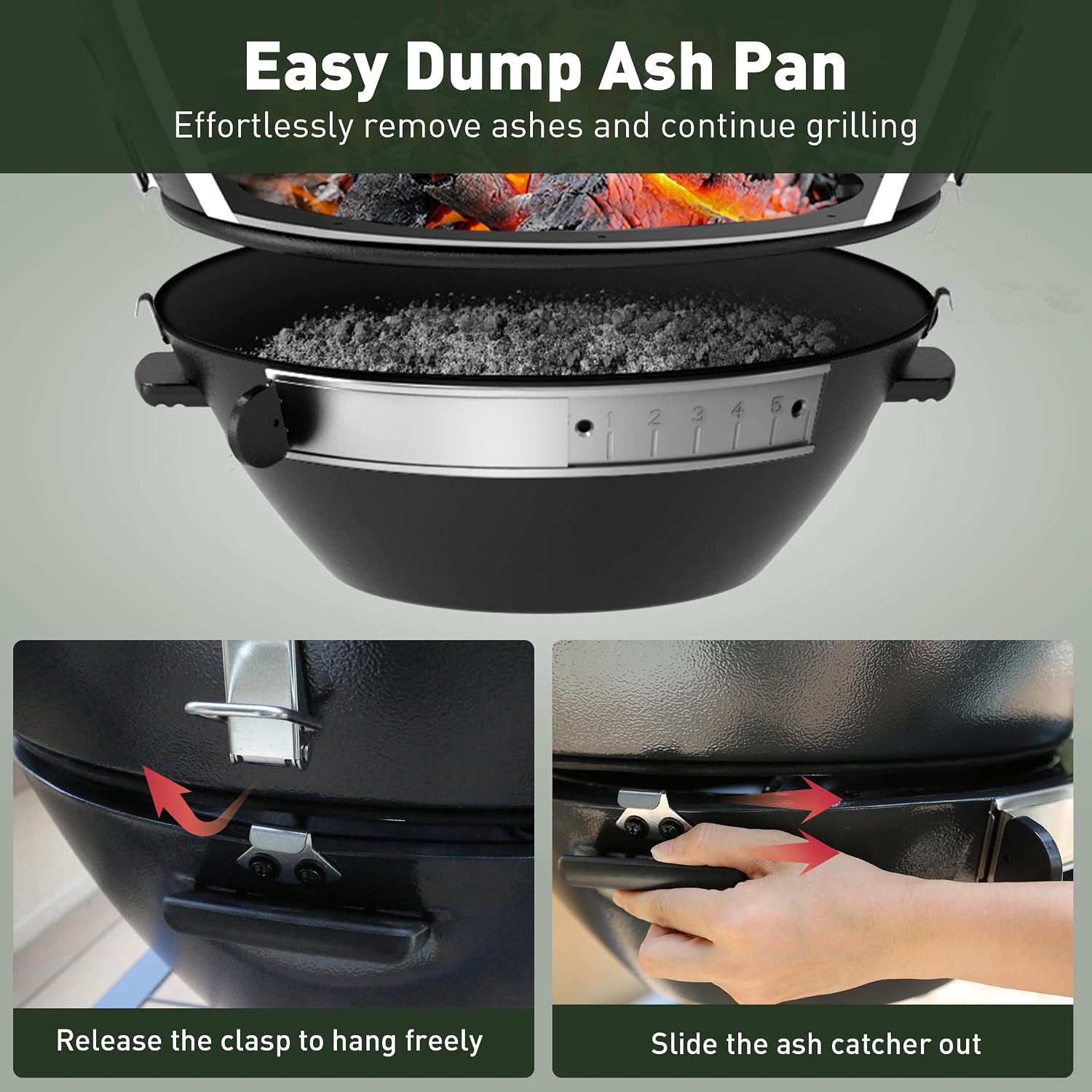 Brand-Man Charcoal Grill & Smoker Steel Kamado - 22' Cast Iron Grates, Grilling Basket, Large Prep Table Cart, Ideal for Outdoor Cooking