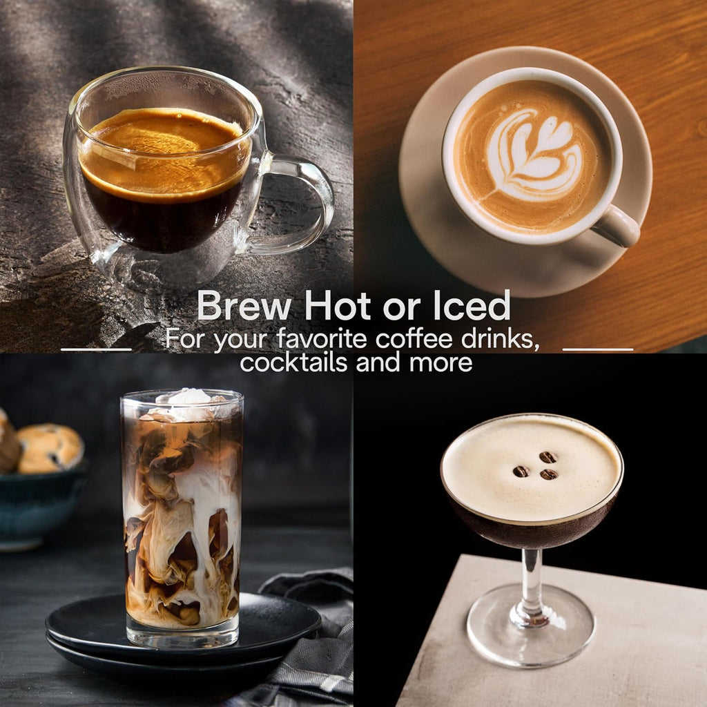 De'Longhi Dedica Duo Compact Espresso Machine - Cold Brew Coffee Maker with Milk Frother Wand- for Espresso, Hot & Iced Coffee, Cappuccinos, Lattes & Home Barista Brewing, Stainless Steel Finish