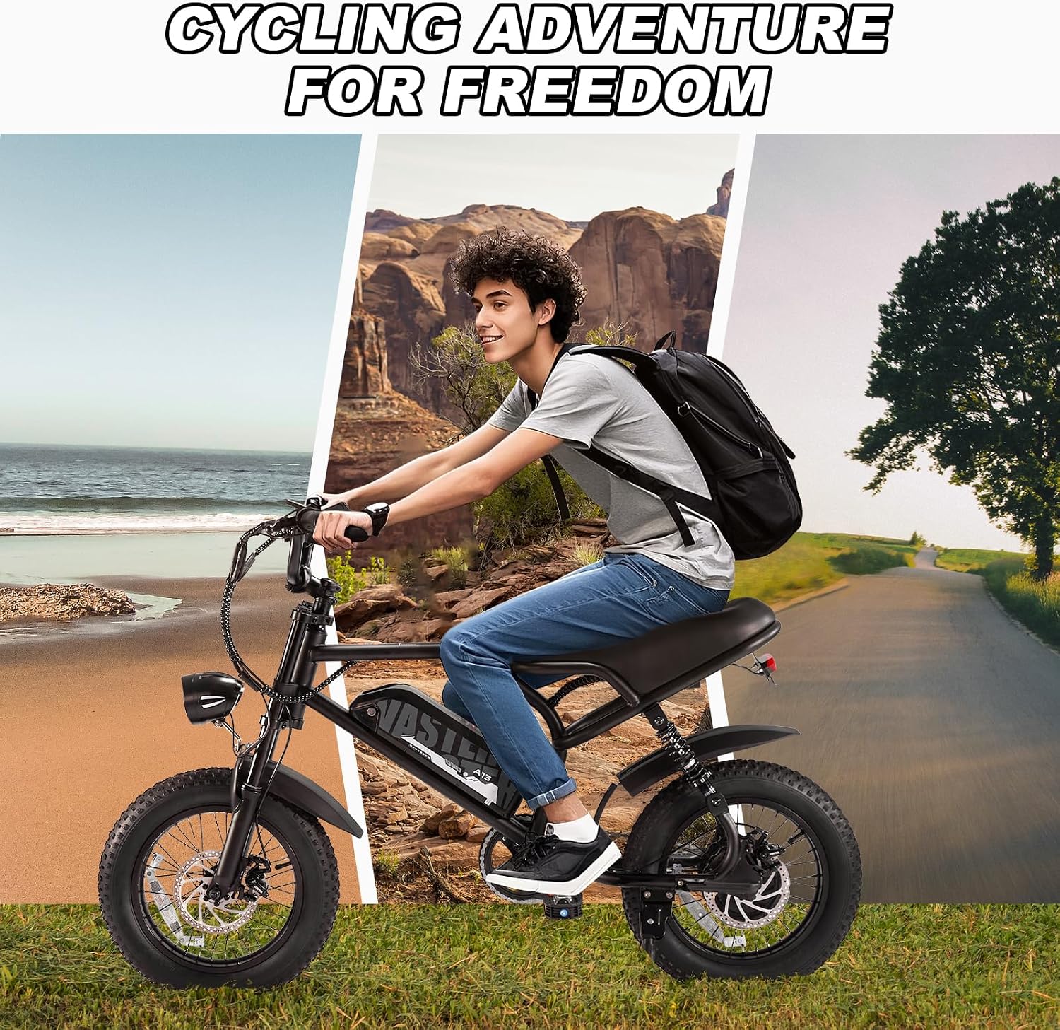 AVDLBIKE Electric Bike, 16'' Fat Tire E-Bike for Teens/Adults, 500W Small E-Bike with 36V/12.8Ah Removable Battery, Up to 22MPH, 45 Mile Range, Electric Dirt/Mountain Bike for Woman/Men A13
