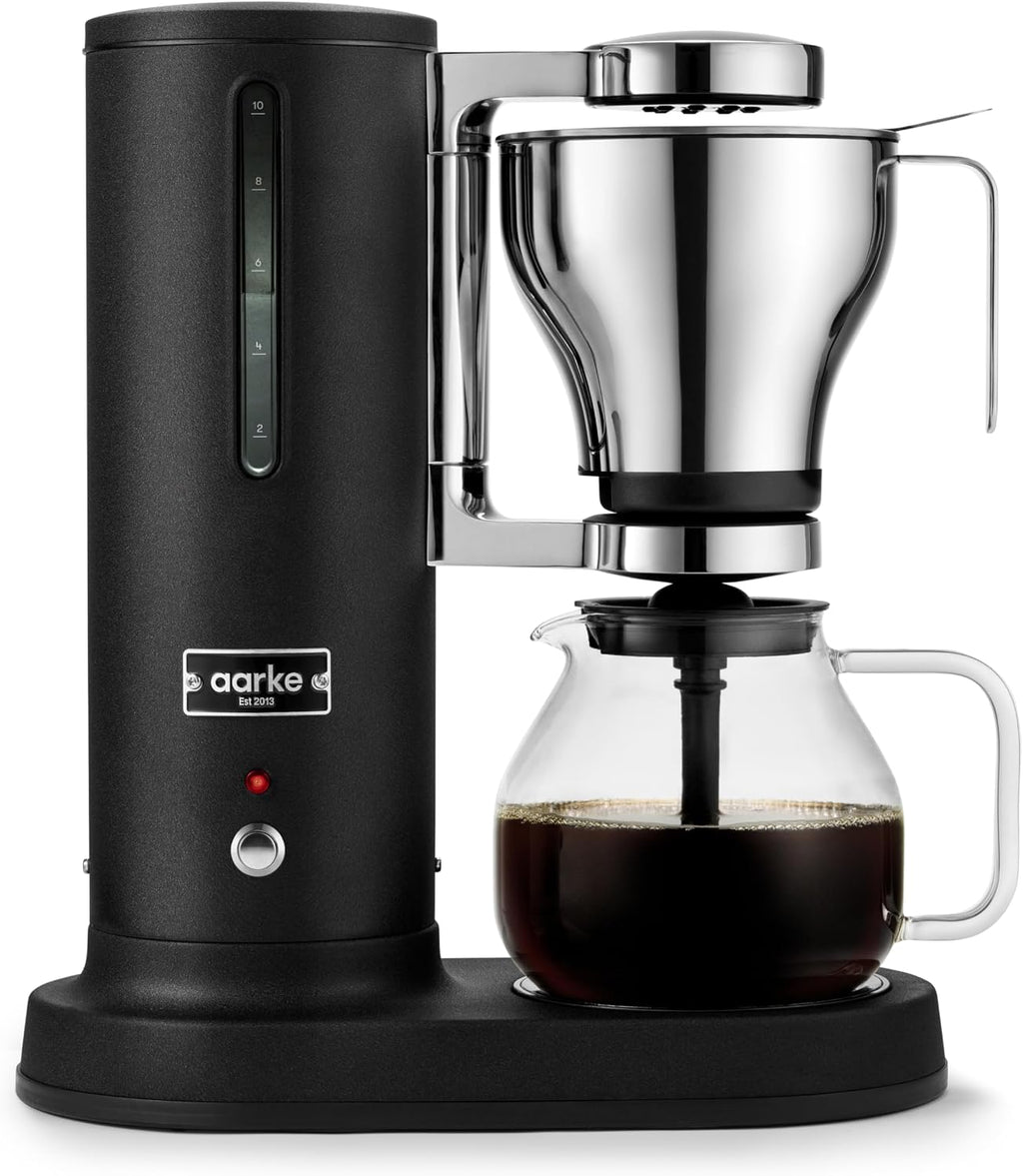 aarke Coffee Maker - Electric Drip Brewer with Automatic Drip-Stop, Glass Carafe, Brews Full Pot in Under 6 Minutes, SCA certified, Matte Black