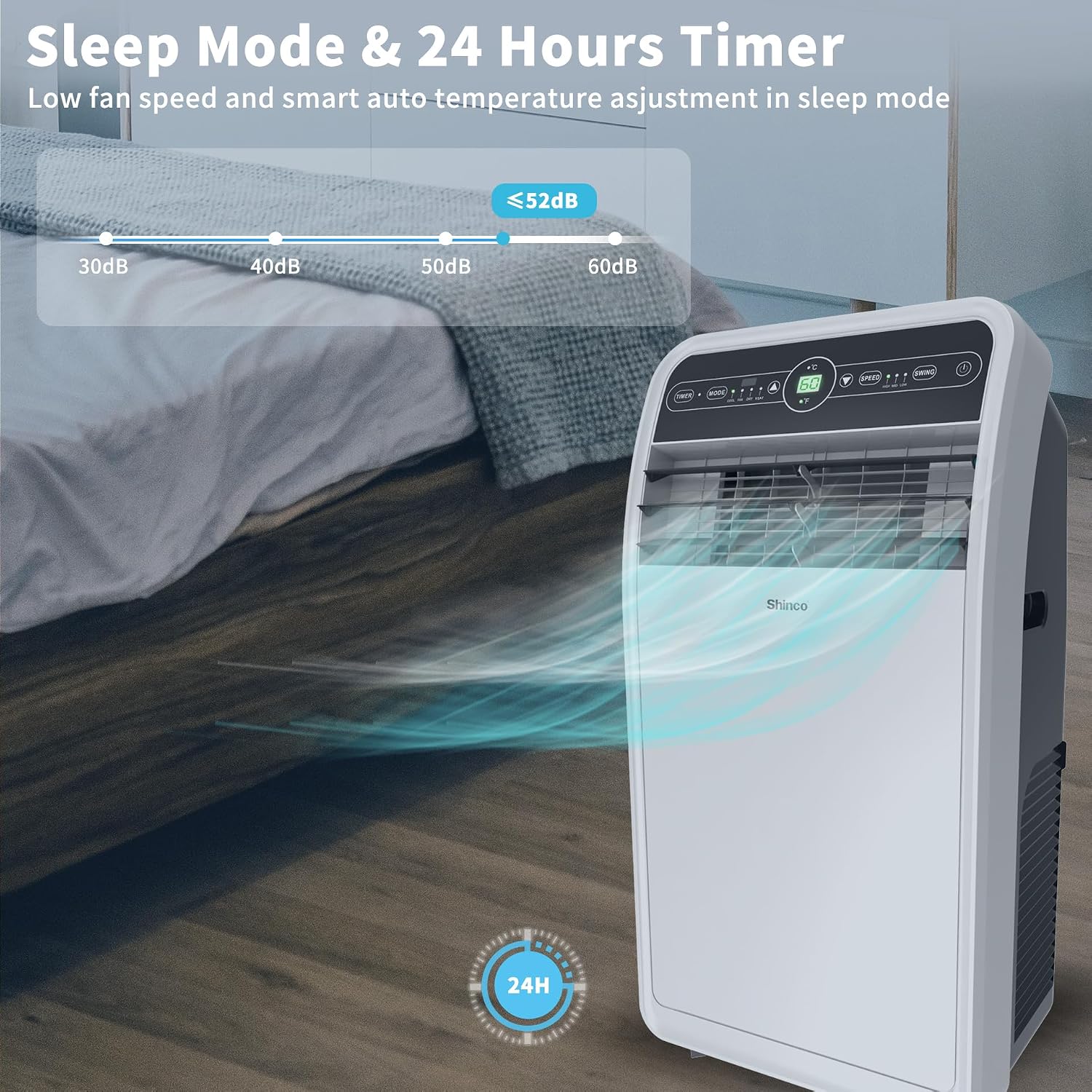 Shinco 10,000 BTU Portable Air Conditioner with Heater up to 400 Sq. Ft, Ac Heater Combo Window Unit, Portable AC Unit with Dehumidifier & Fan, Cools & Heats,Remote Control and Window Kit