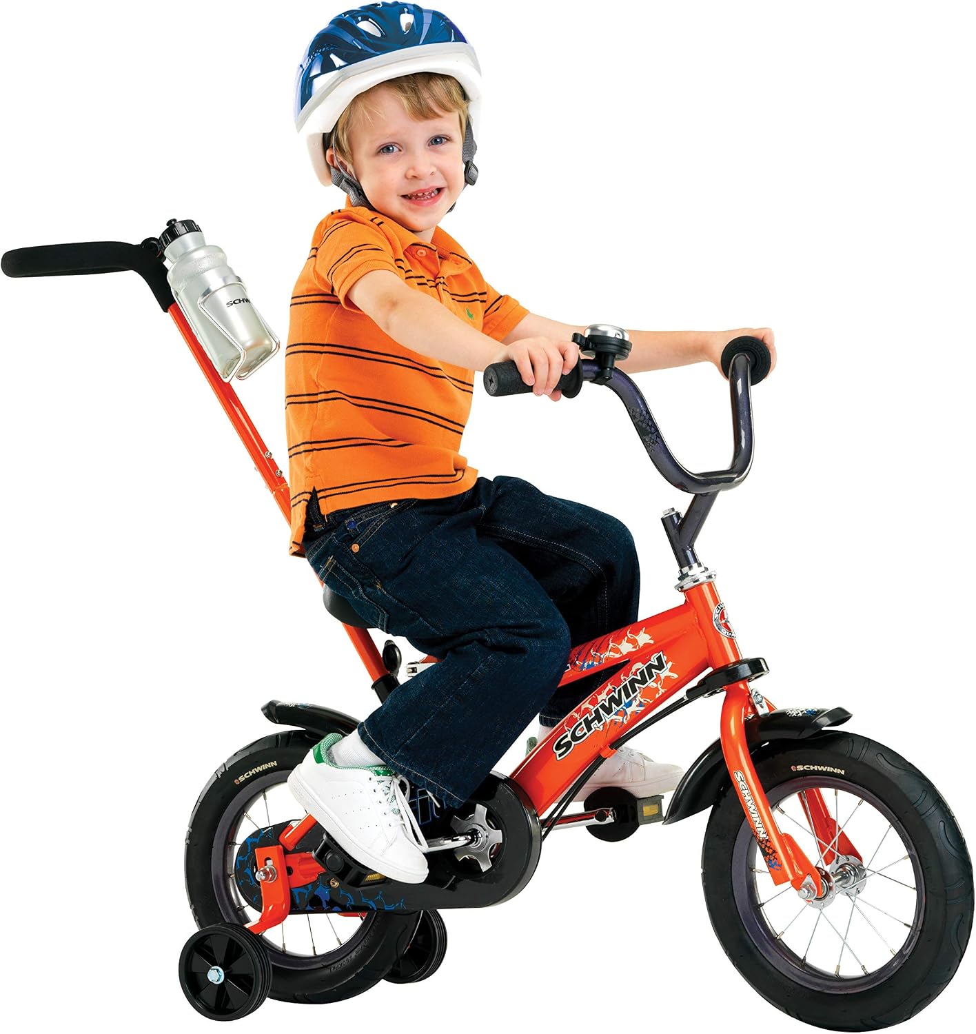 Schwinn Petunia and Grit Bike, Bike for Kids Ages 2-4, Steerable Beginner Bicycle with Training Wheels, Parent Push Handle, Rear Coaster Brake, Adjustable Seat